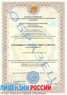 Образец сертификата соответствия аудитора №ST.RU.EXP.00006191-3 Тверь Сертификат ISO 50001